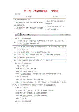 2018年高中歷史 第四單元 工業(yè)文明沖擊下的改革 14 日本近代化的起航——明治維新學(xué)案 岳麓版選修1 .doc