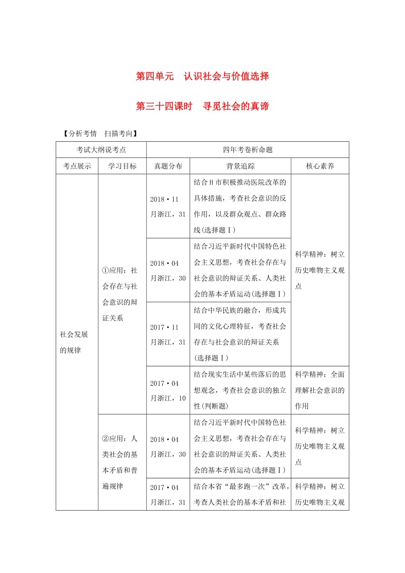 2020版高考政治一轮复习生活与哲学第四单元认识社会与价值选择第三十四课时寻觅社会的真谛讲义.doc_第1页