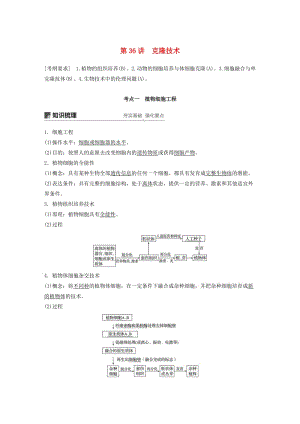 （江蘇專用）2020版高考生物新導學大一輪復習 第十單元 現(xiàn)代生物科技專題 第36講 克隆技術(shù)講義（含解析）蘇教版.docx