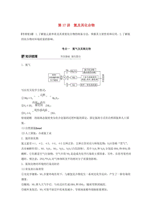 2019年高考化學(xué)一輪綜合復(fù)習(xí) 第四章 非金屬及其化合物 第17講 氮及其化合物練習(xí).doc