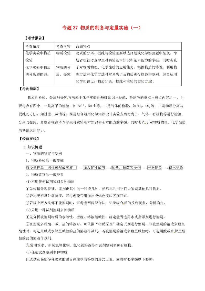 2019高考化学 专题37 物质的制备与定量实验（一）考点讲解.doc_第1页