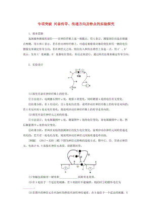 2019版高考生物總復(fù)習(xí) 第八單元 生命活動的調(diào)節(jié) 專項突破 興奮傳導(dǎo)、傳遞方向及特點(diǎn)的實(shí)驗探究.doc