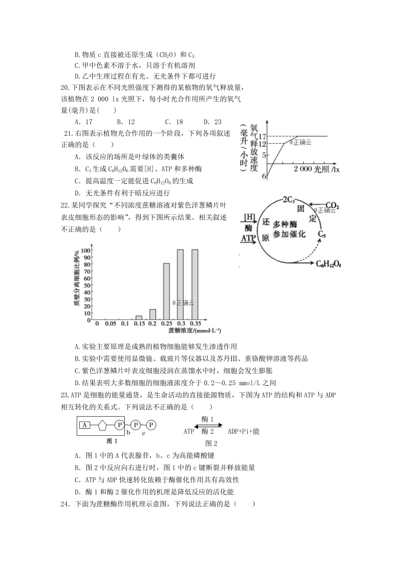 2018-2019学年高一生物上学期第二次月考试题 (IV).doc_第3页