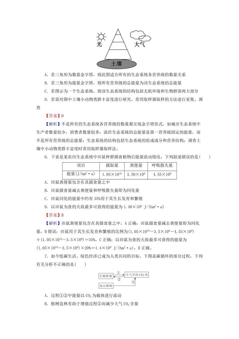 2019高考生物大一轮复习 第3单元 生态系统与环境保护 第2讲 生态系统的信息传递、稳定性和环境保护课后提能演练 新人教版必修3.doc_第3页