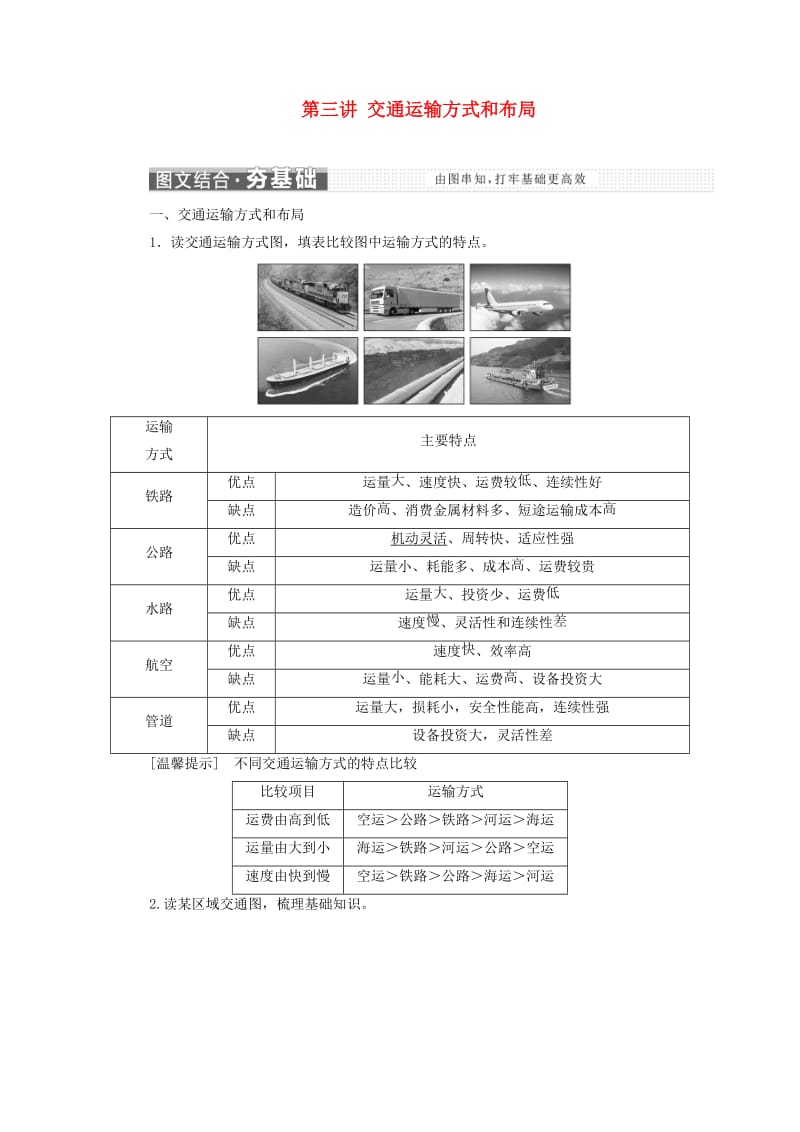 新高考地区专用2019高考地理第三章区域产业活动第三讲交通运输方式和布局讲义新人教版必修2 .doc_第1页