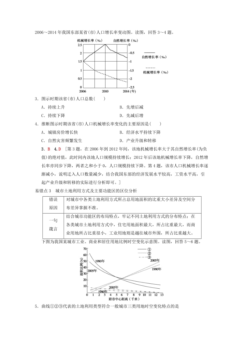 2019届高考地理一轮复习 第5章 人口与环境 第6章 城市与环境易错排查练学案 新人教版.doc_第2页