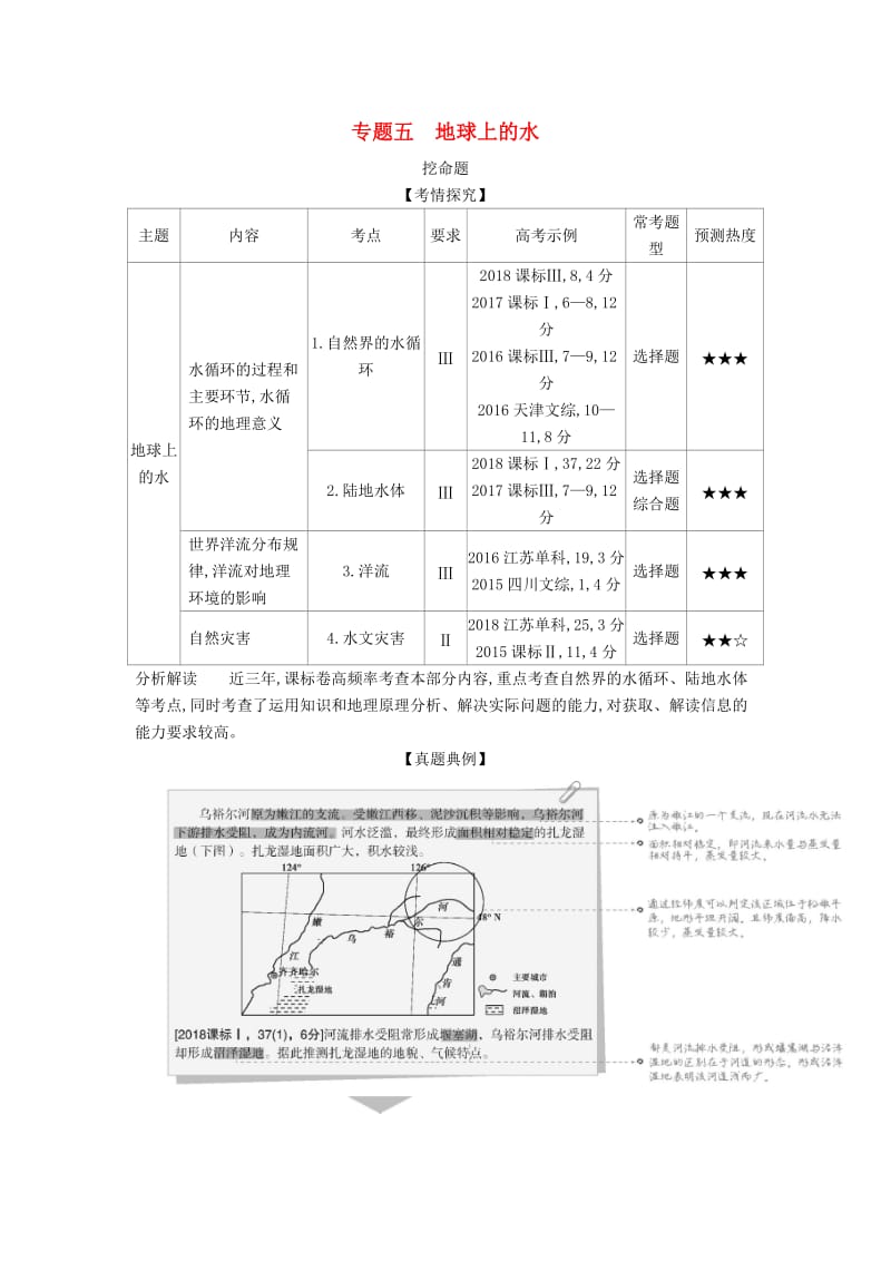 山东省2020年高考地理总复习 专题五 地球上的水学案（含解析）.docx_第1页