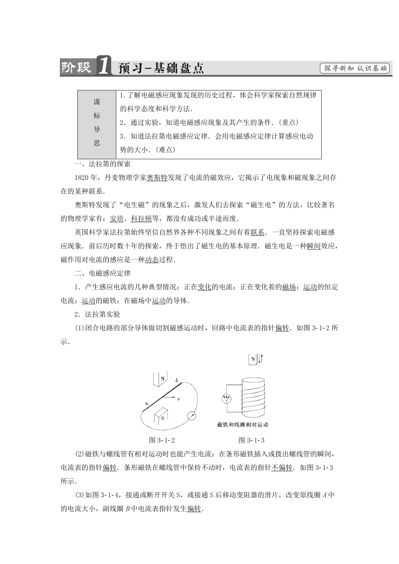 2018-2019高中物理 第3章 划时代的发现 3.1 法拉第的探索 3.2 一条来之不易的规律——法拉第电磁感应定律学案 沪科版选修1 -1.doc_第2页