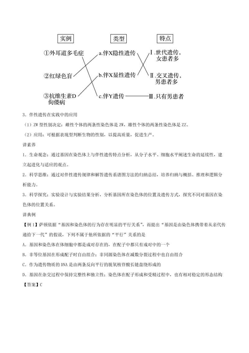 2019年高考生物一轮复习 专题16 基因在染色体上及伴性遗传（讲）.doc_第3页