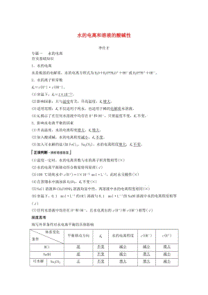 2019高考化學一輪復習 水的電離和溶液的酸堿性學案.doc