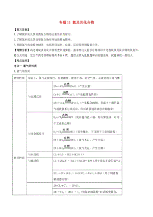 2019年高考化學一輪總復習 考點掃描 專題11 氯及其化合物學案.doc