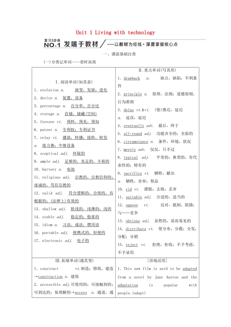 2020高考英语新创新一轮复习 Unit 1 Living with technology学案（含解析）牛津译林版选修7.doc_第1页