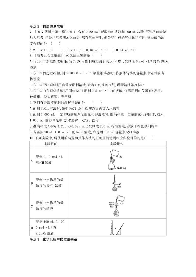 2019年高考化学总复习专题01物质的量习思用练习含解析.docx_第2页