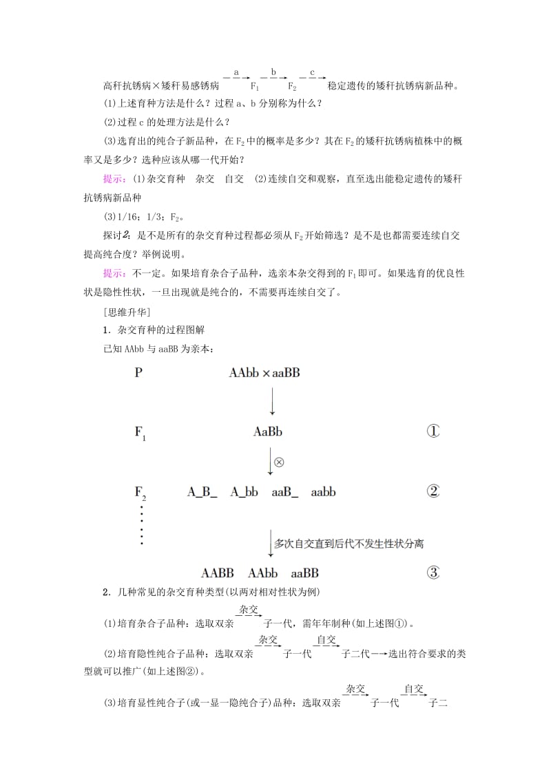 2018版高中生物 第六章 从杂交育种到基因工程 第1节 杂交育种与诱变育种学案 新人教版必修2.doc_第2页