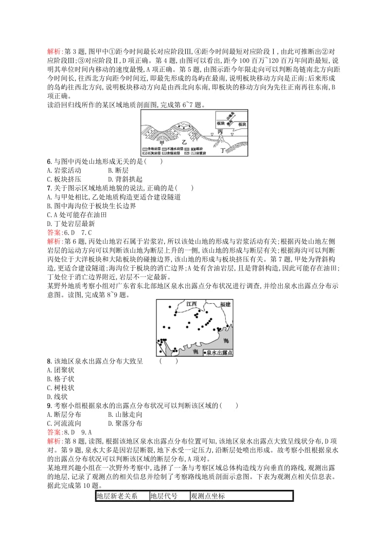 2019高考地理二轮复习考点强化练10内力作用与地貌.docx_第2页