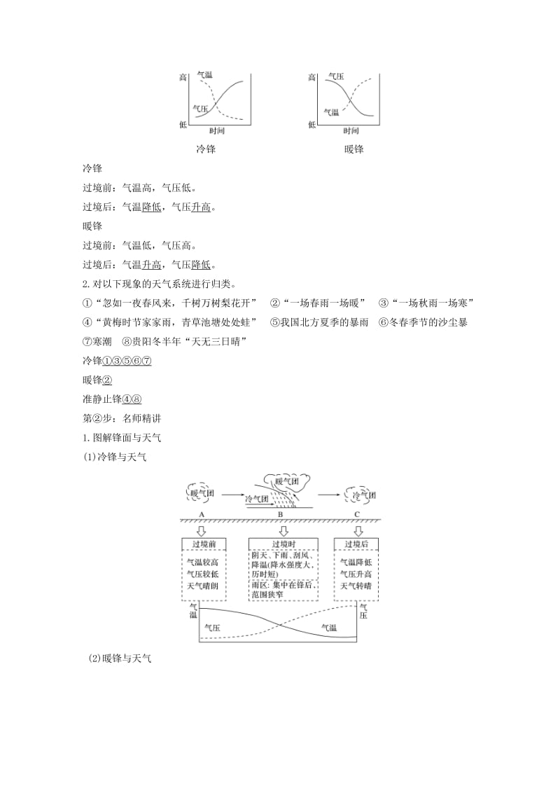 （四省市）2018-2019版高中地理 第二章 地球上的大气 第三节 常见天气系统学案 新人教版必修3.doc_第3页