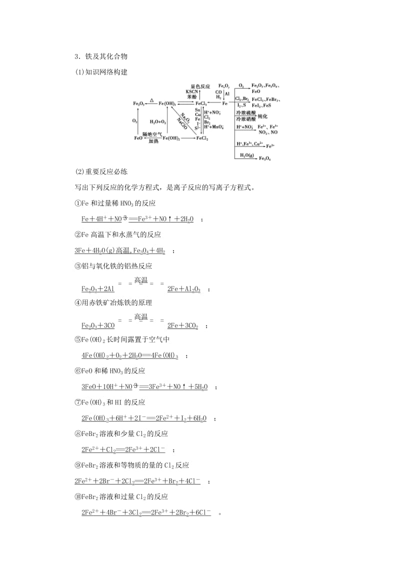 2019届高考化学一轮复习 阶段排查落实练（三）钠、铝、铁及其重要化合物 新人教版.doc_第3页