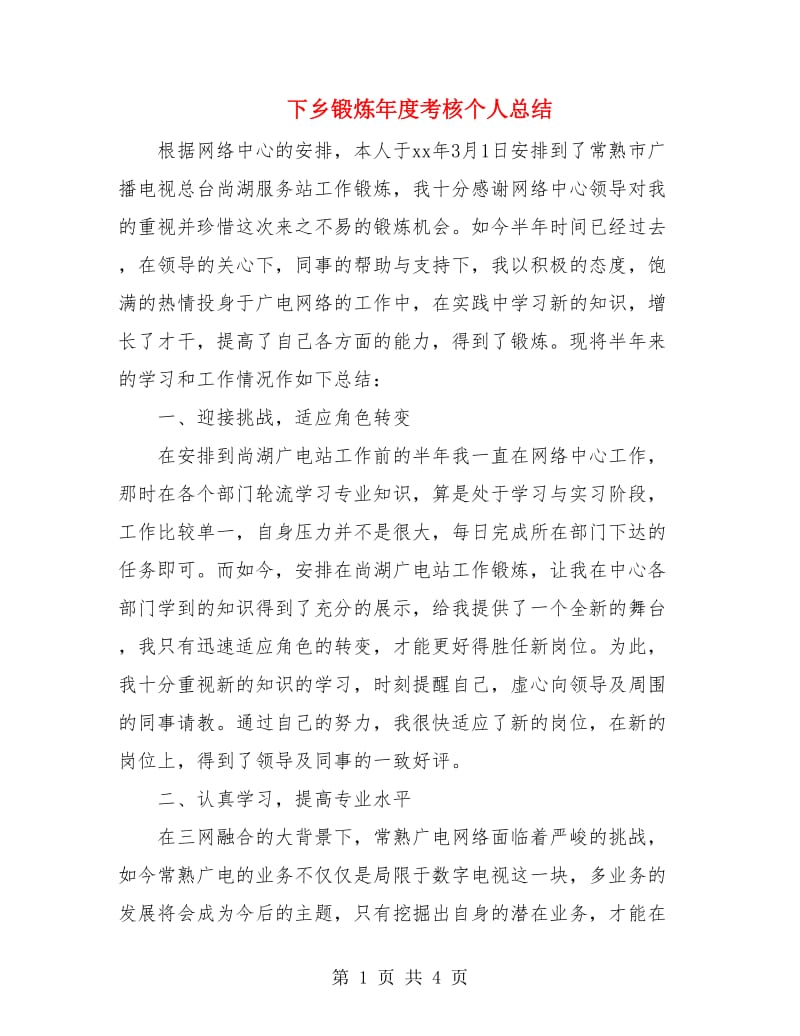 下乡锻炼年度考核个人总结.doc_第1页