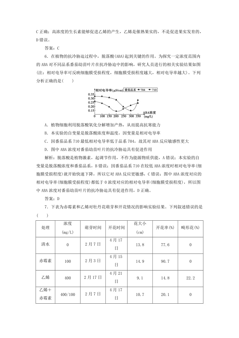 2019高考生物二轮复习 专题四 生命活动的调节 第三讲 植物的激素调节限时规范训练.doc_第3页