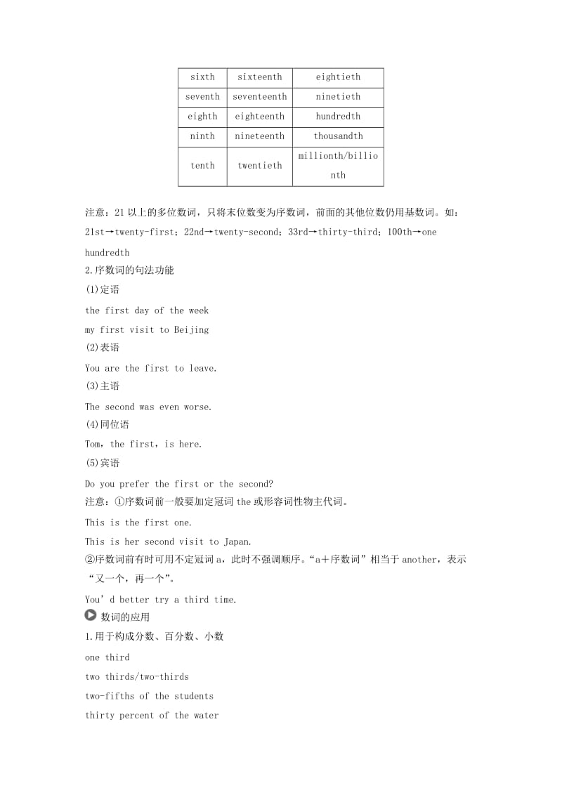 2019高考英语 语法突破四大篇 第三部分 专题4 数词讲义.doc_第3页