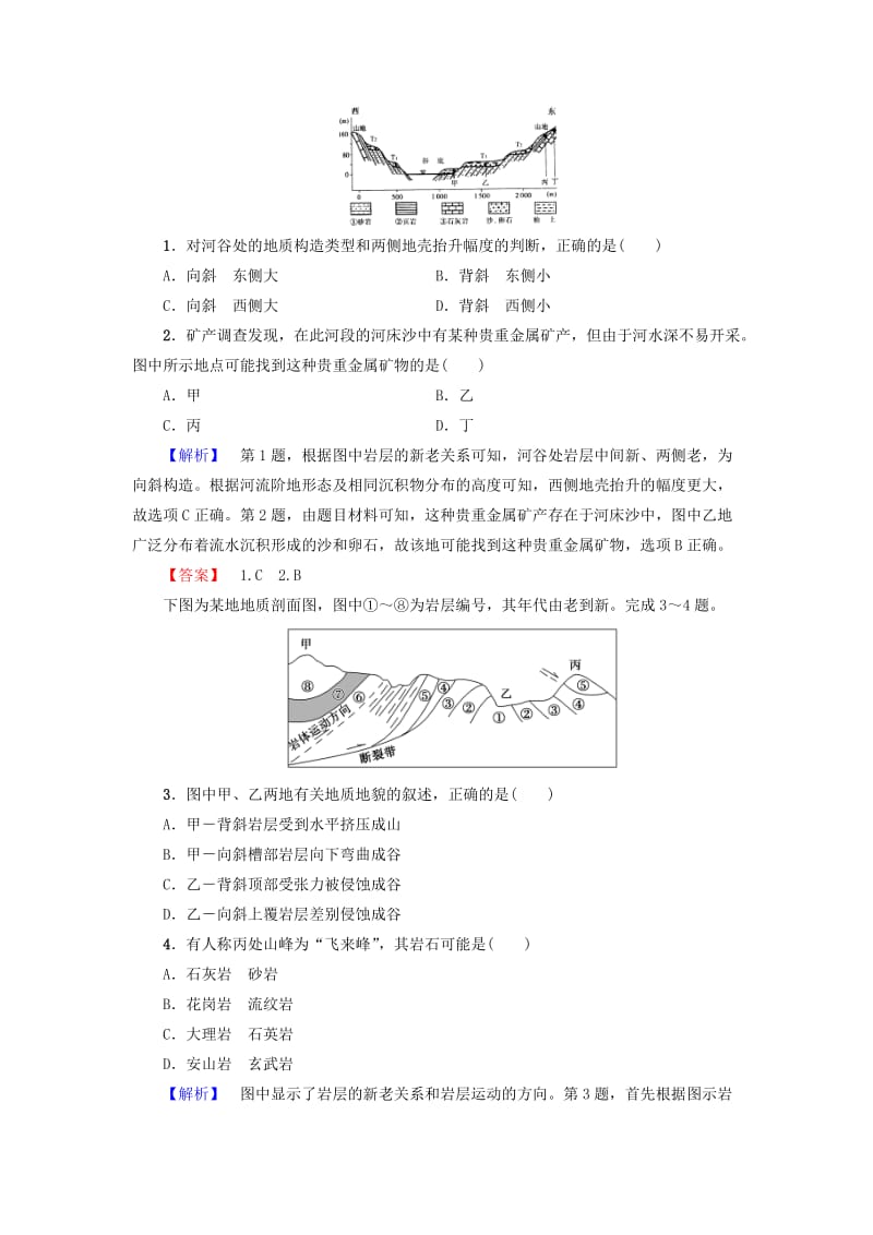 2018版高中地理 第4章 地表形态的塑造章末分层突破学案 新人教版必修1.doc_第2页