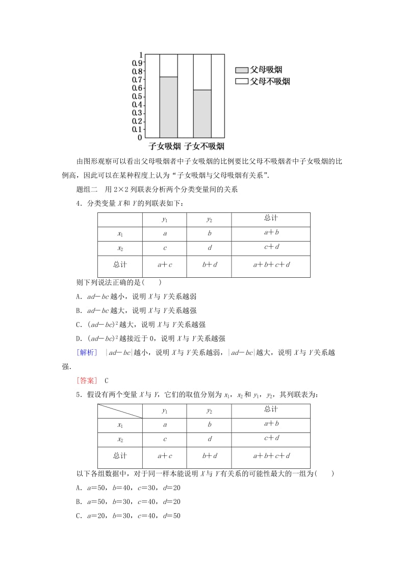 2018-2019年高中数学 第三章 统计案例 课时跟踪训练18 独立性检验的基本思想及其初步应用 新人教A版选修2-3.doc_第2页