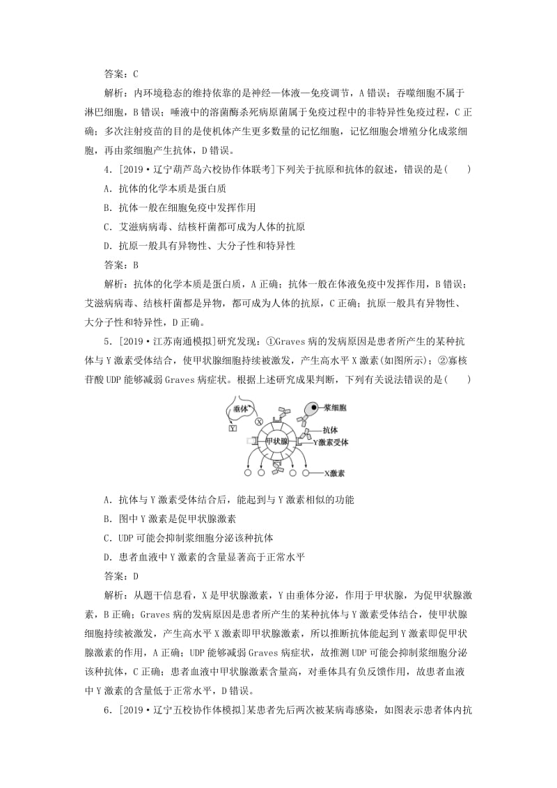 2020版高考生物一轮复习 全程训练计划 课练20 免疫调节（含解析）.doc_第2页