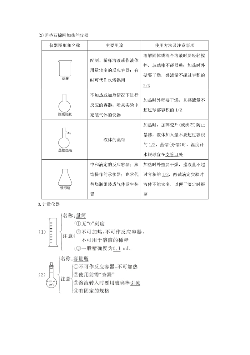 全国通用版2019版高考化学大一轮复习第十章化学实验基础及探究第1讲化学实验常用仪器及基本操作学案.doc_第2页