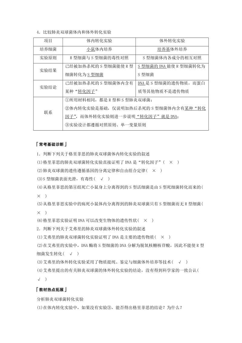 （江苏专用）2020版高考生物新导学大一轮复习 第六单元 遗传的分子基础 第18讲 探索遗传物质的过程讲义（含解析）苏教版.docx_第2页