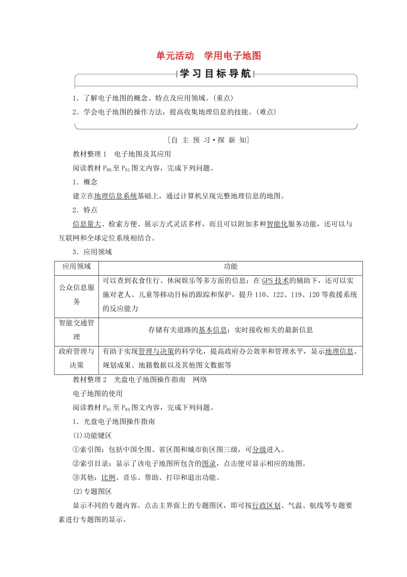 2018秋高中地理 第3单元 产业活动与地理环境 单元活动 学用电子地图学案 鲁教版必修2.doc_第1页