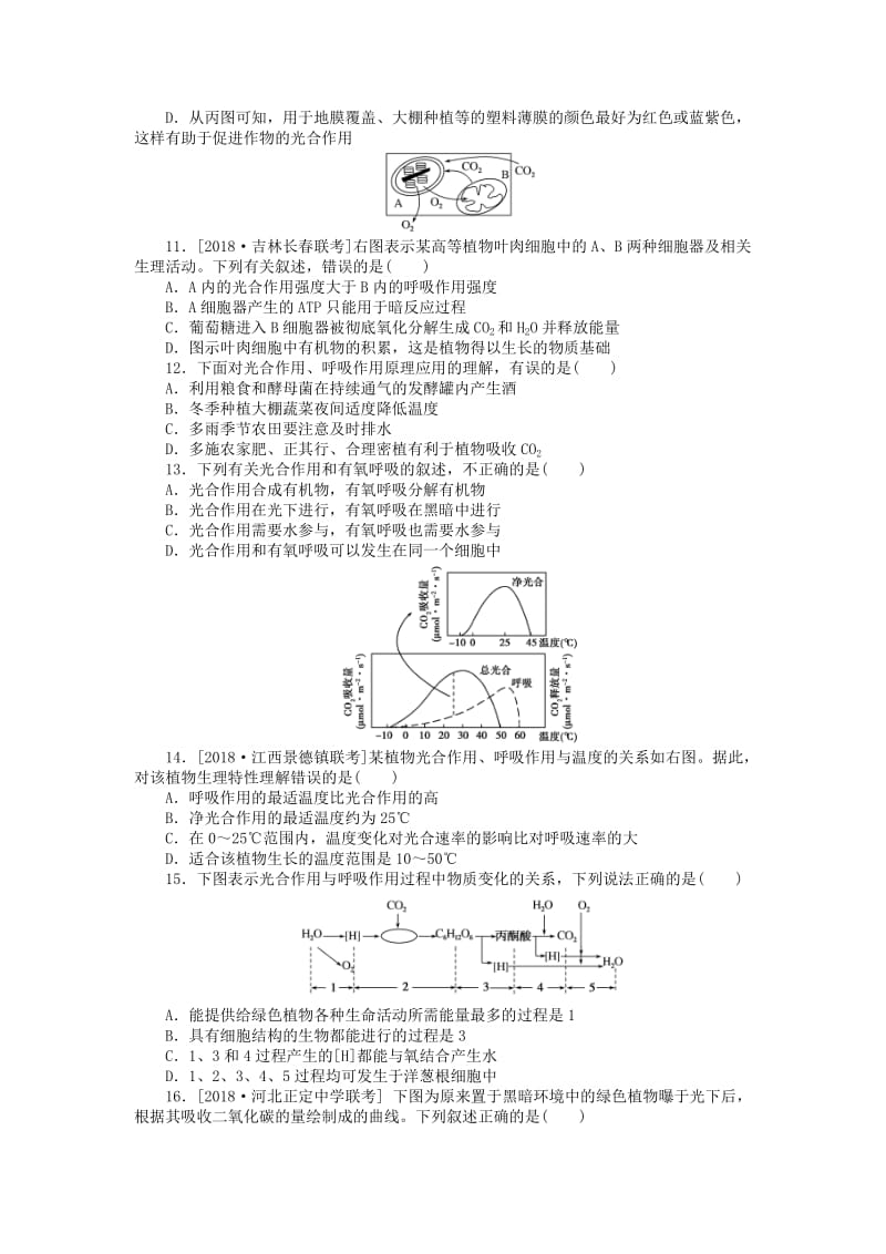 2019高考生物二轮复习 考点狂练8 光合作用和呼吸作用（B）.doc_第3页