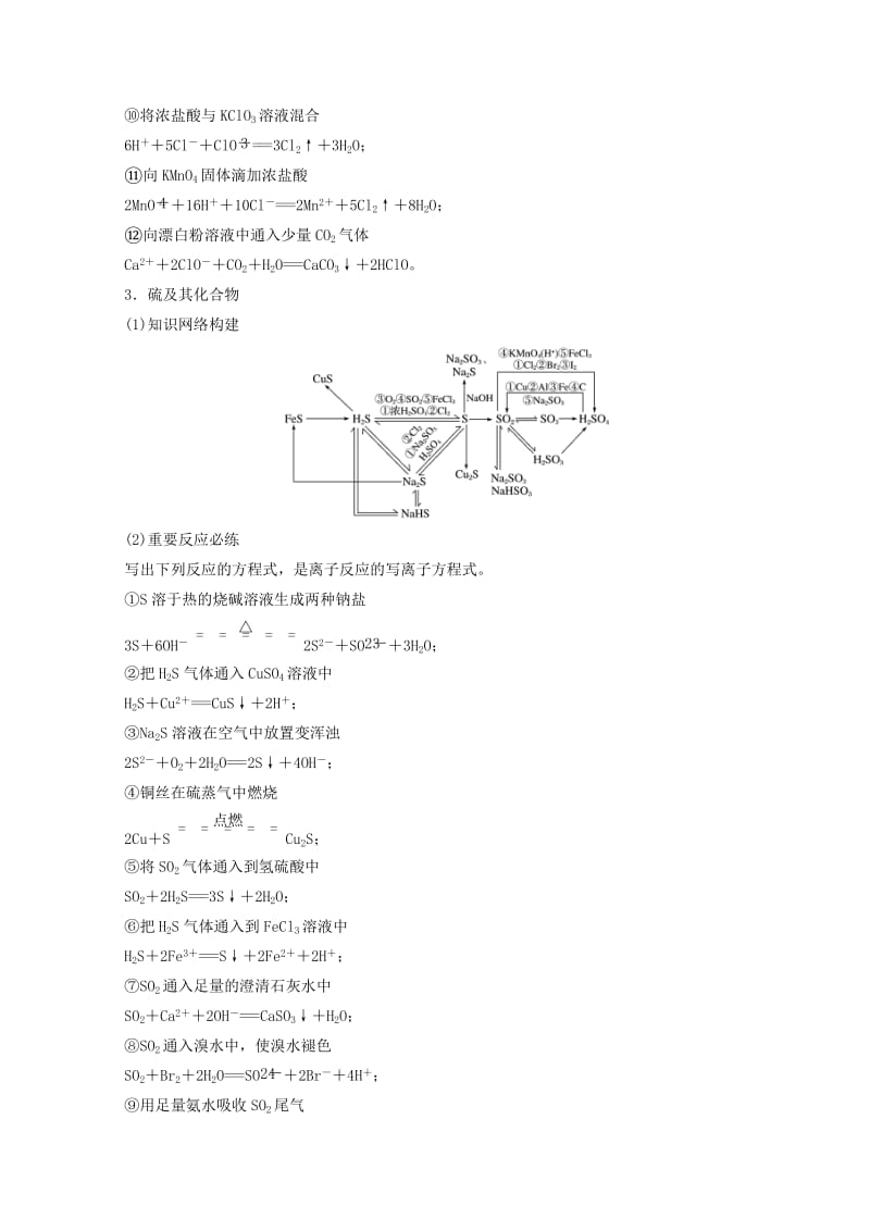 2019年高考化学一轮综合复习 第四章 非金属及其化合物 本章知识系统及重要化学方程式的再书写练习.doc_第3页