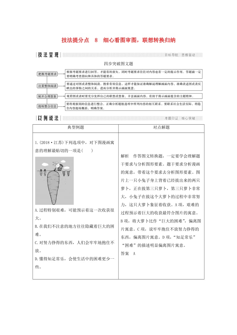 （江苏专用）2019高考语文二轮培优 第一部分 语言文字运用 技法提分点8 细心看图审图联想转换归纳.doc_第1页