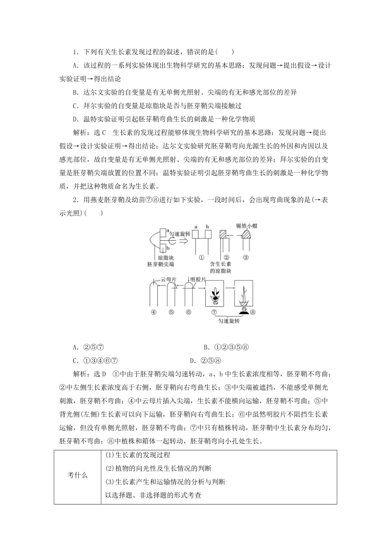 （全国通用版）2019版高考生物一轮复习 第3部分 稳态与环境 第二单元 植物的激素调节学案.doc_第3页