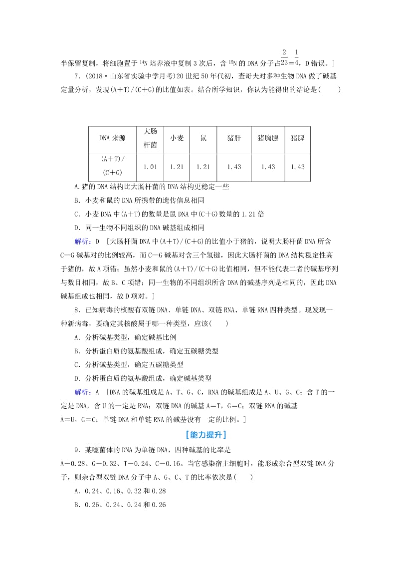 2019届高考生物一轮复习 第六单元 遗传的分子基础 第18讲 DNA分子的结构、复制及基因是有遗传效应的DNA片段练习案 新人教版.doc_第3页