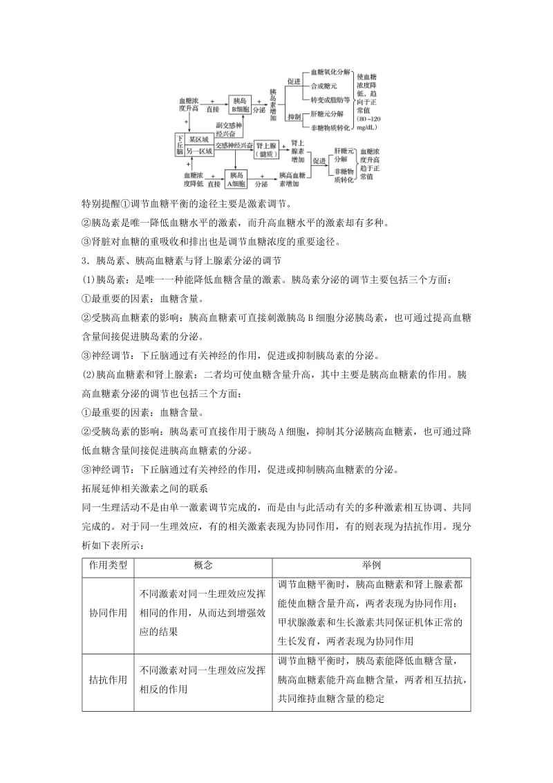 2018-2019版高中生物 第一单元 生物个体的稳态与调节 第二章 动物稳态维持及其意义 第二节 血糖调节学案 中图版必修3.doc_第3页