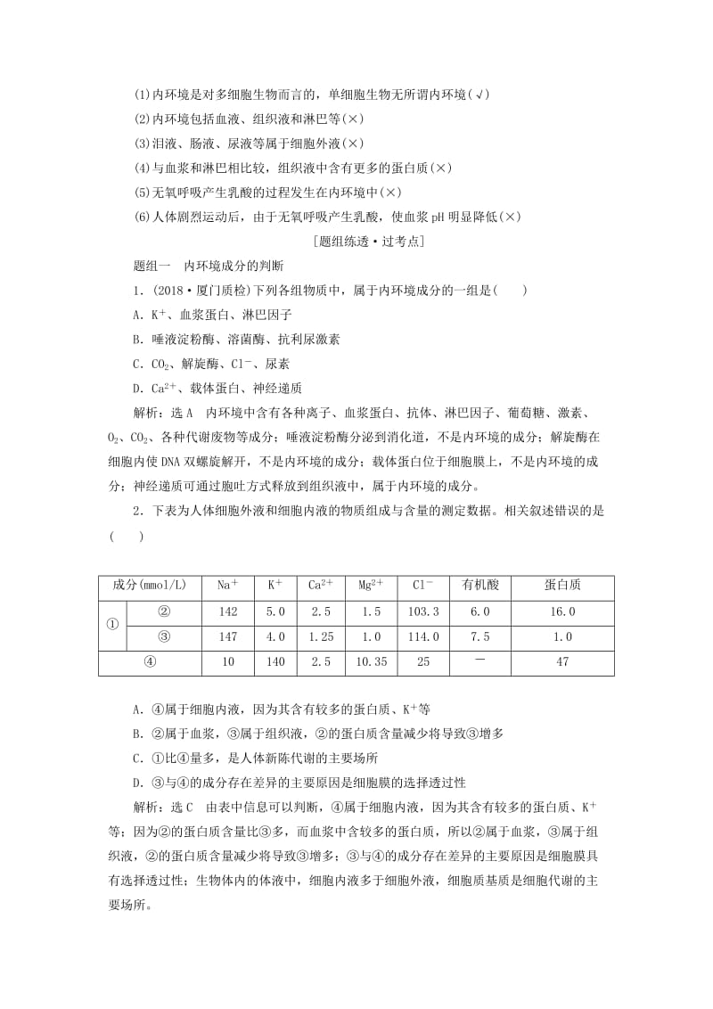 （全国通用版）2019版高考生物一轮复习 第3部分 稳态与环境 第一单元 动物和人体生命活动的调节精准备课学案.doc_第2页