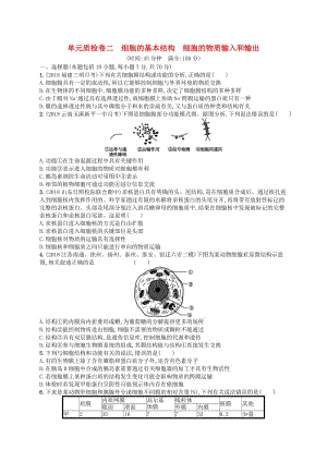 2020版高考生物大一輪復(fù)習(xí) 第2單元 細(xì)胞的基本結(jié)構(gòu)細(xì)胞的物質(zhì)輸入和輸出單元質(zhì)檢卷 新人教版.docx