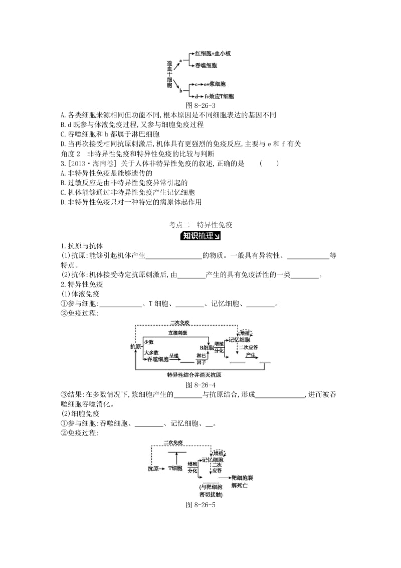 2019版高考生物一轮复习 第8单元 生命活动的调节 第26讲 免疫调节学案 苏教版.doc_第3页