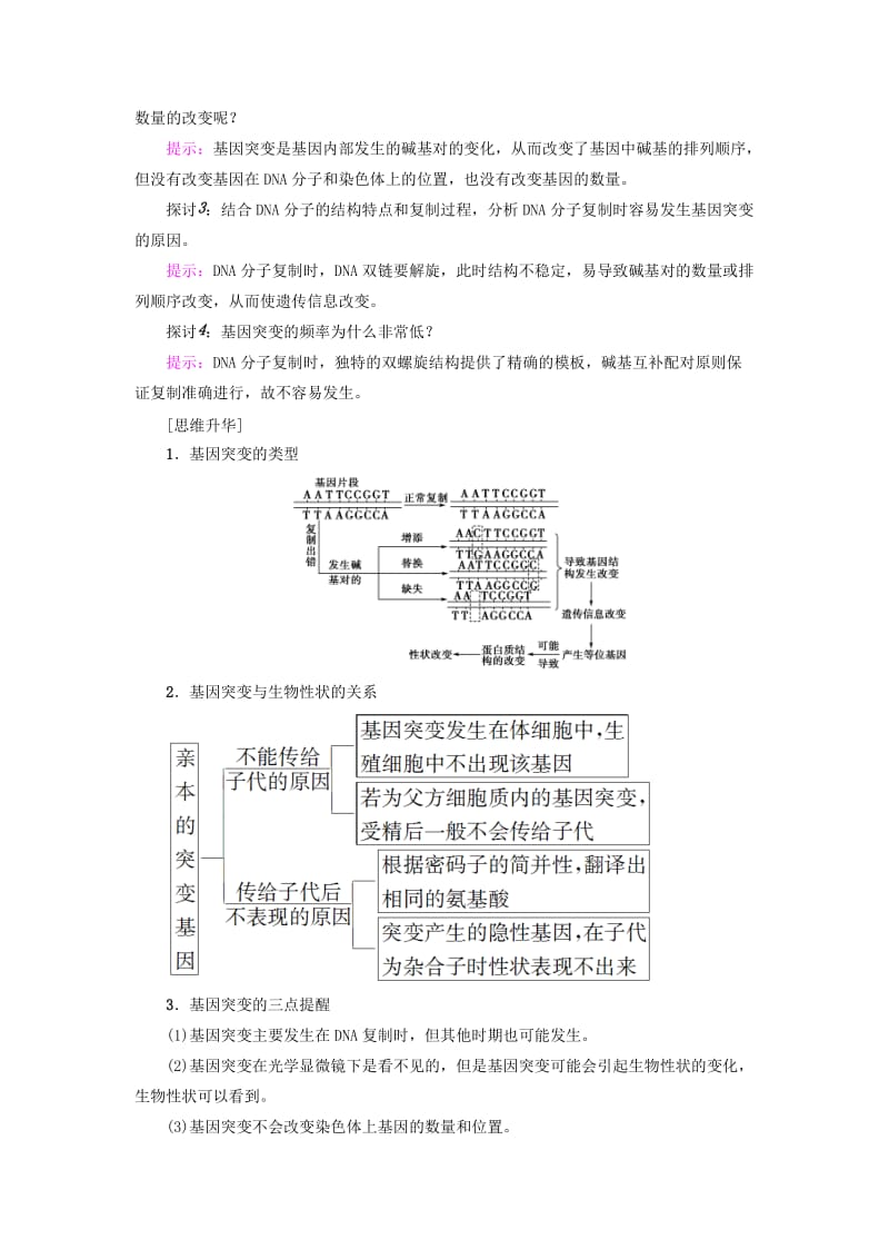 2018版高中生物 第五章 基因突变及其他变异 第1节 基因突变和基因重组学案 新人教版必修2.doc_第3页