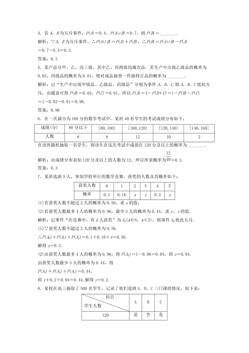 2019届高考数学一轮复习 第九章 概率 第一节 随机事件的概率课时作业.doc_第2页