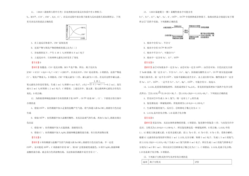 2019年高考化学一轮复习 第三单元 化学物质及其变化单元B卷.doc_第3页