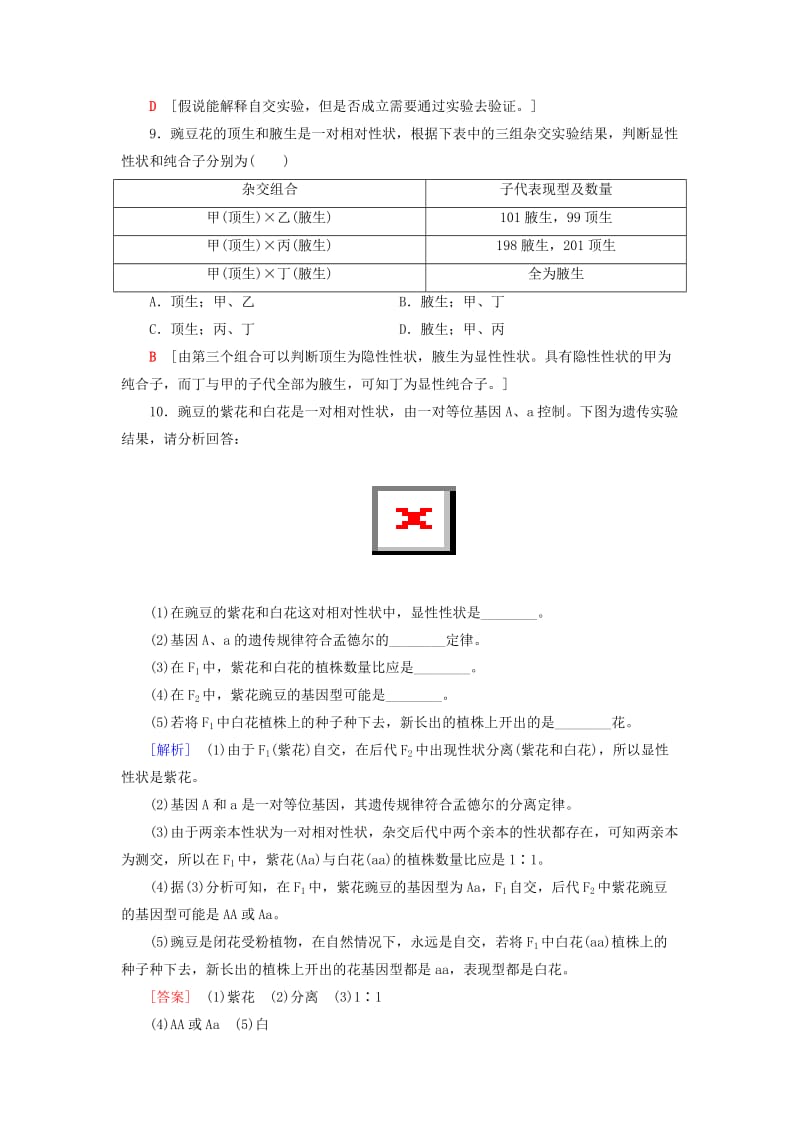 2018-2019高中生物 课时分层作业4 基因的分离定律 苏教版必修2.doc_第3页