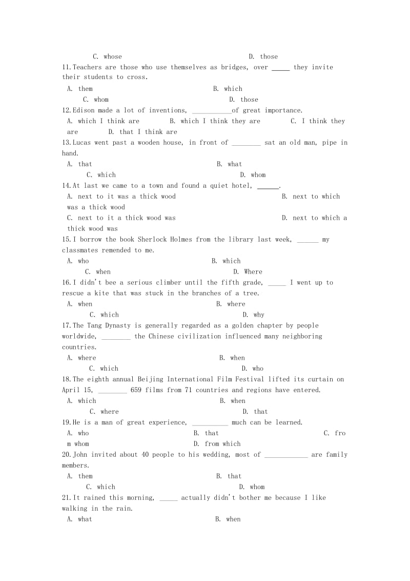 2019高考英语 非限制性定语从句练习题（含解析）.doc_第2页