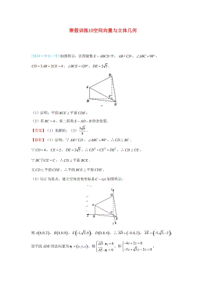 2018-2019學(xué)年高二數(shù)學(xué) 寒假訓(xùn)練10 空間向量與立體幾何 理.docx