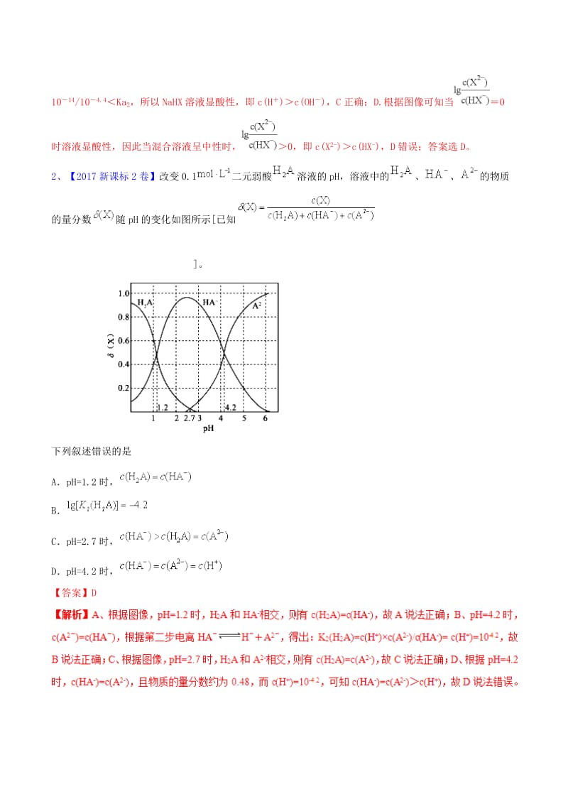 2019届高考化学 图表题专项突破 专题09 中和滴定过程图表题典题特训.doc_第2页