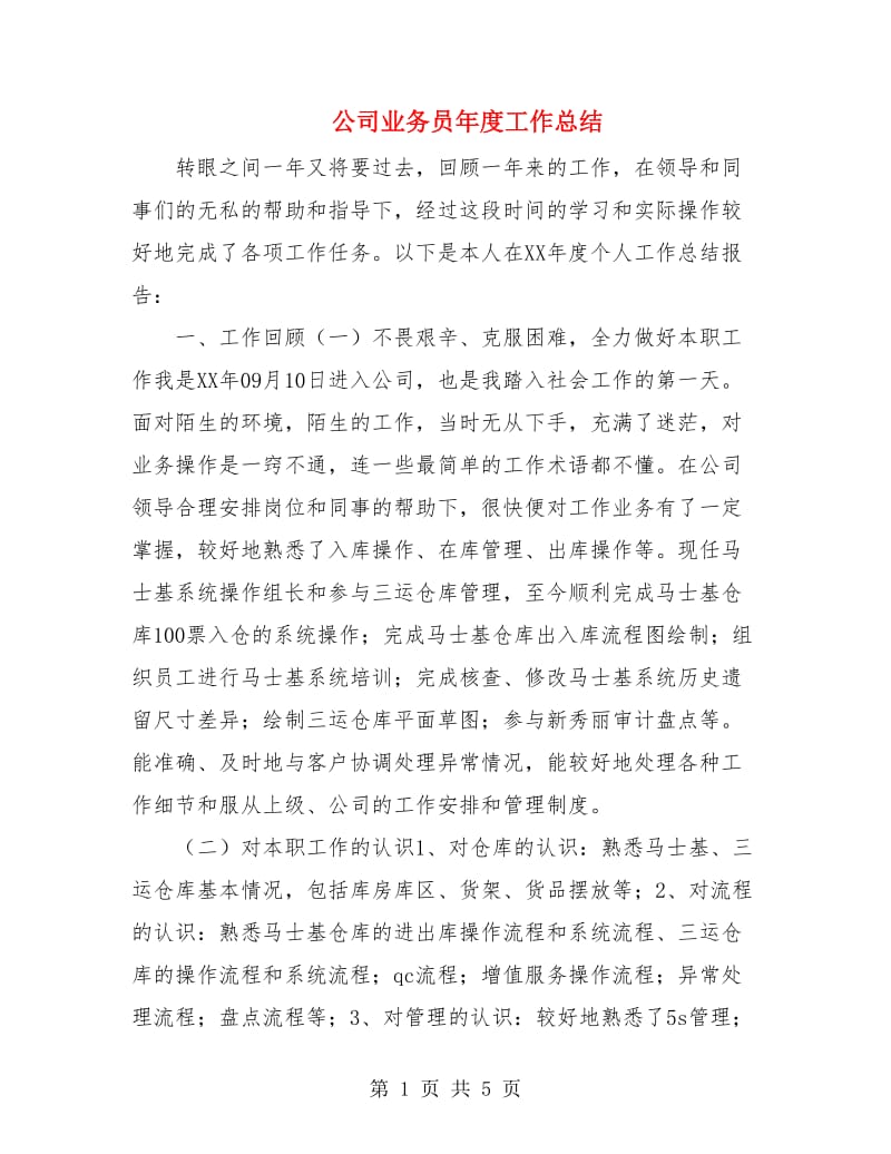 公司业务员年度工作总结.doc_第1页