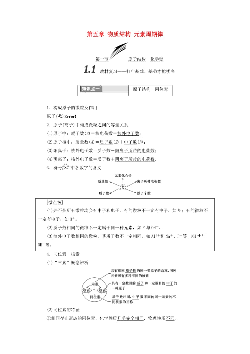 （通用版）2019版高考化学一轮复习 第五章 物质结构 元素周期律学案.doc_第1页