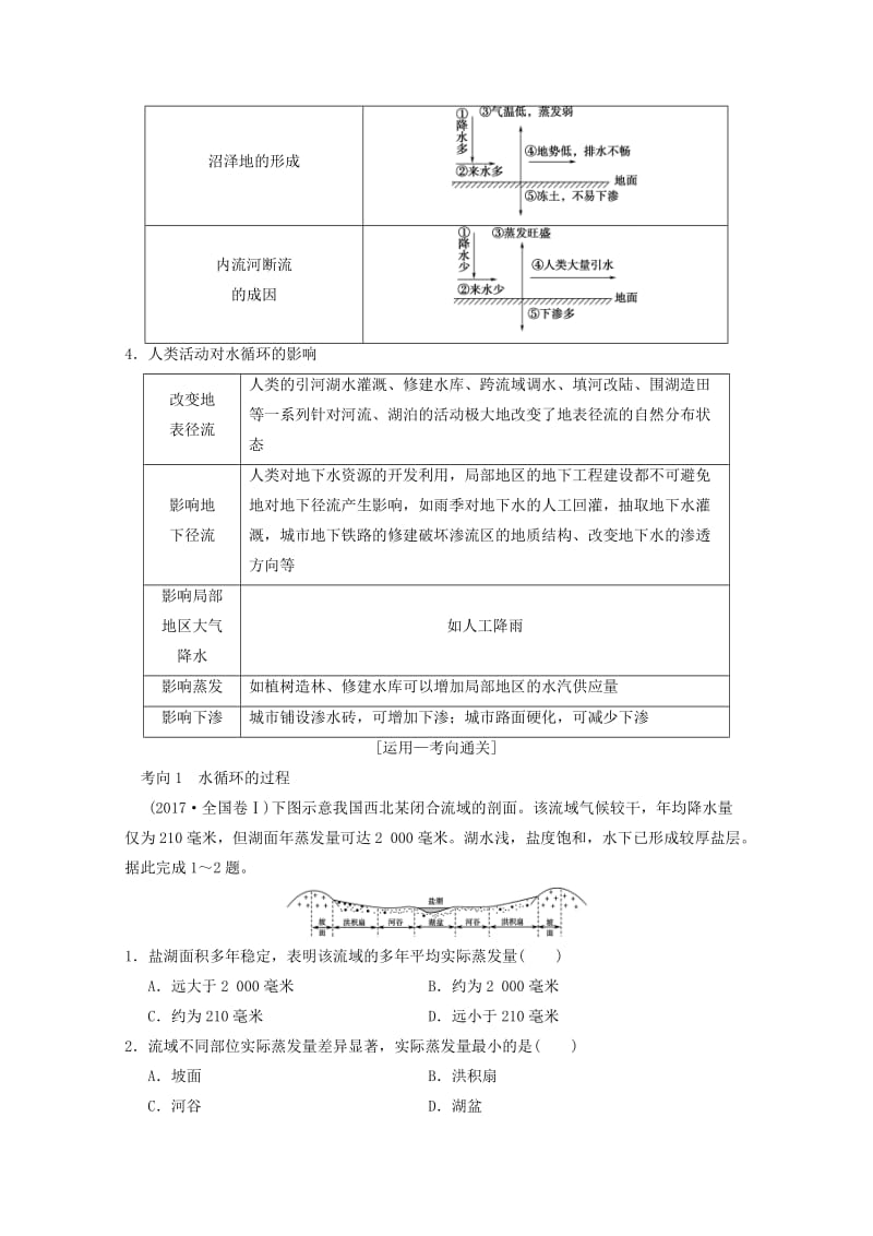 2019届高考地理一轮复习 第2章 自然环境中的物质运动和能量交换 第5节 水循环和洋流学案 新人教版.doc_第3页