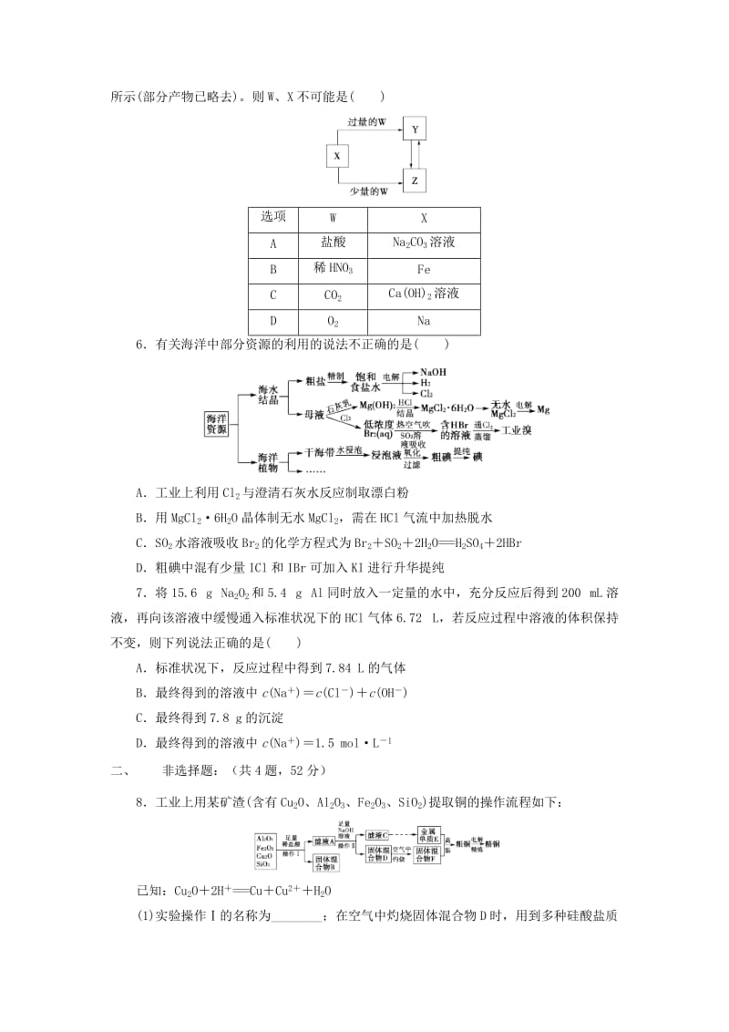 湖北省黄冈市2019高考化学一轮复习 元素及其化合物练习.doc_第2页